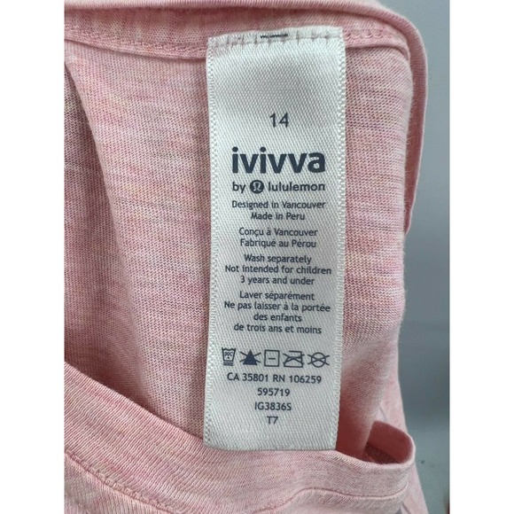 Ivivva by Lululemon Girls Size 14 Ever Easy Tee T-Shirt Short Sleeve Cotton Pink - Picture 4 of 4